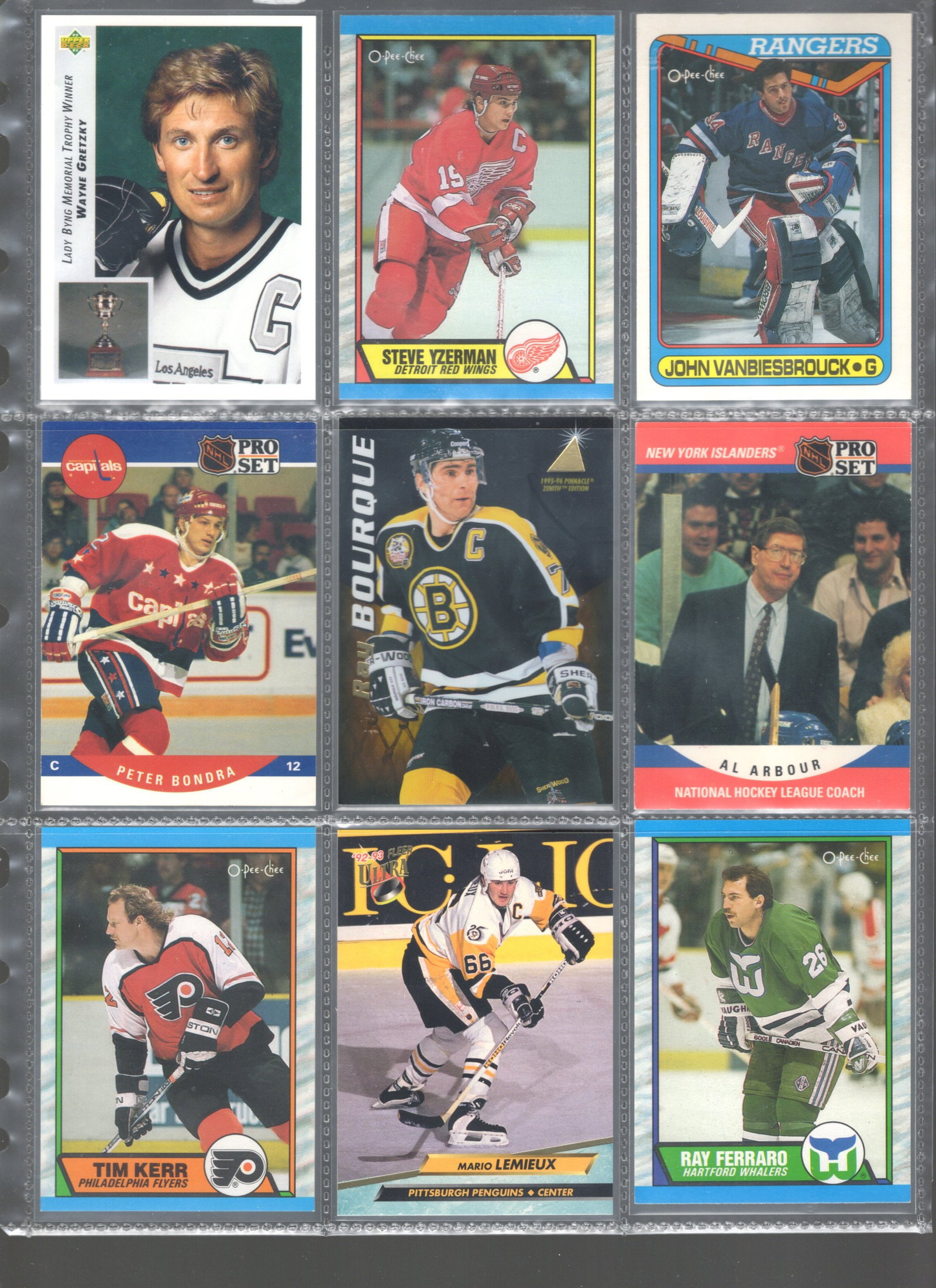 9 Vintage Hockey Cards - Wayne Gretzky, Steve Yzerman, Mario Lemieux: 9 Vintage Hockey Cards - Wayne Gretzky, Steve Yzerman, Mario Lemieux