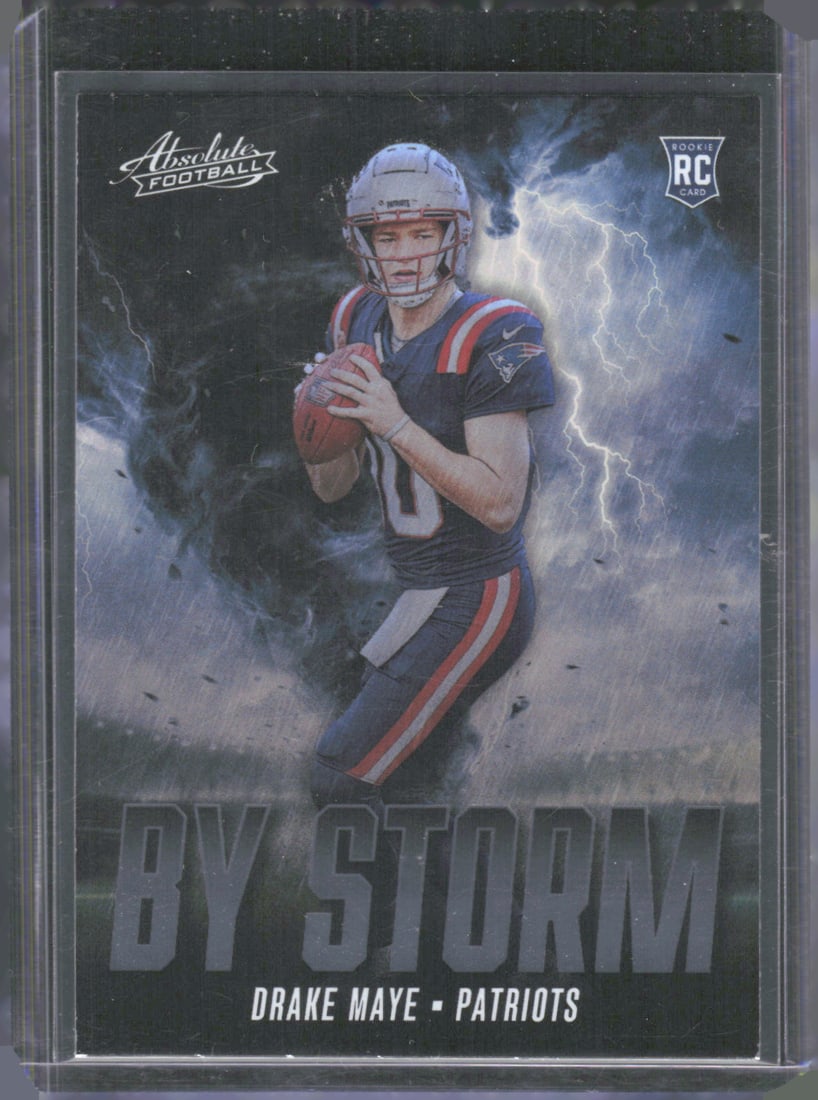 Drake Maye Rookie Card By Storm 2024 Panini Absolute #BS-DME Football Card (1 of 2)