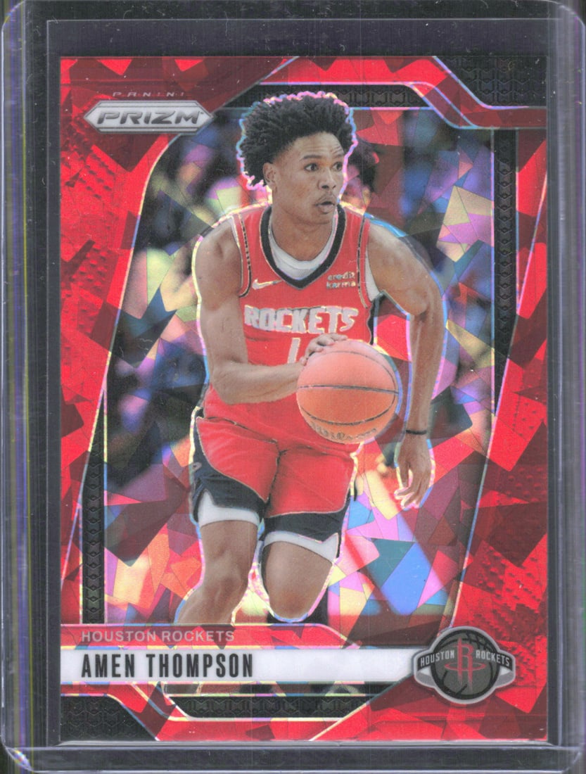 Amen Thompson Prizms Red Ice 2024-25 Panini Prizm #118 Basketball Card: Amen Thompson Prizms Red Ice 2024-25 Panini Prizm #118
