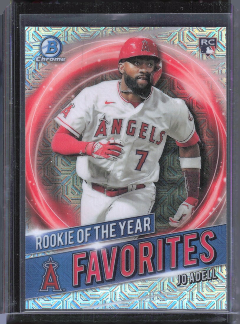 Jo Adell Chrome Rookie of the Year Favorites Mojo Refractor 2021 Bowman #RRY-JA Baseball Card (1 of 2)