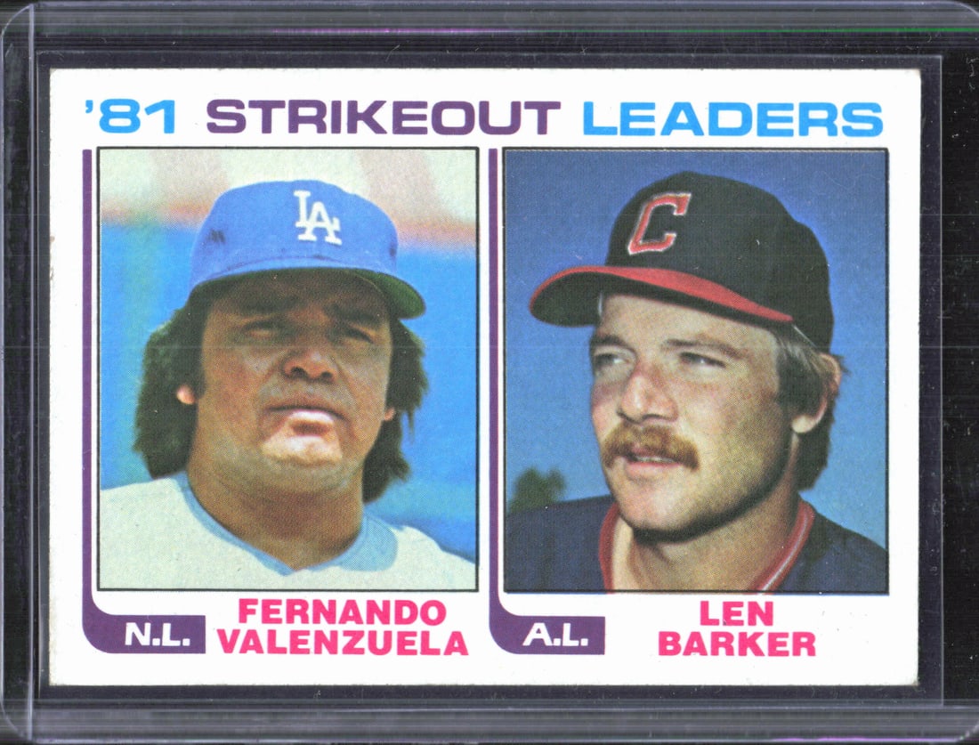 '81 Strikeout Leaders (Fernando Valenzuela / Len Barker) 1982 Topps #166 Baseball Card (1 of 2)