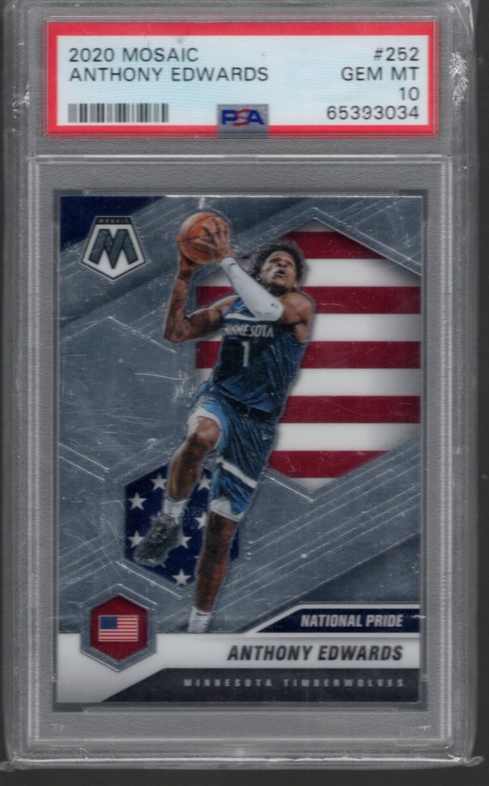 Anthony Edwards National Pride RC 2020-21 Panini Mosaic #252 PSA 10 GEM MINT Basketball Card (1 of 2)