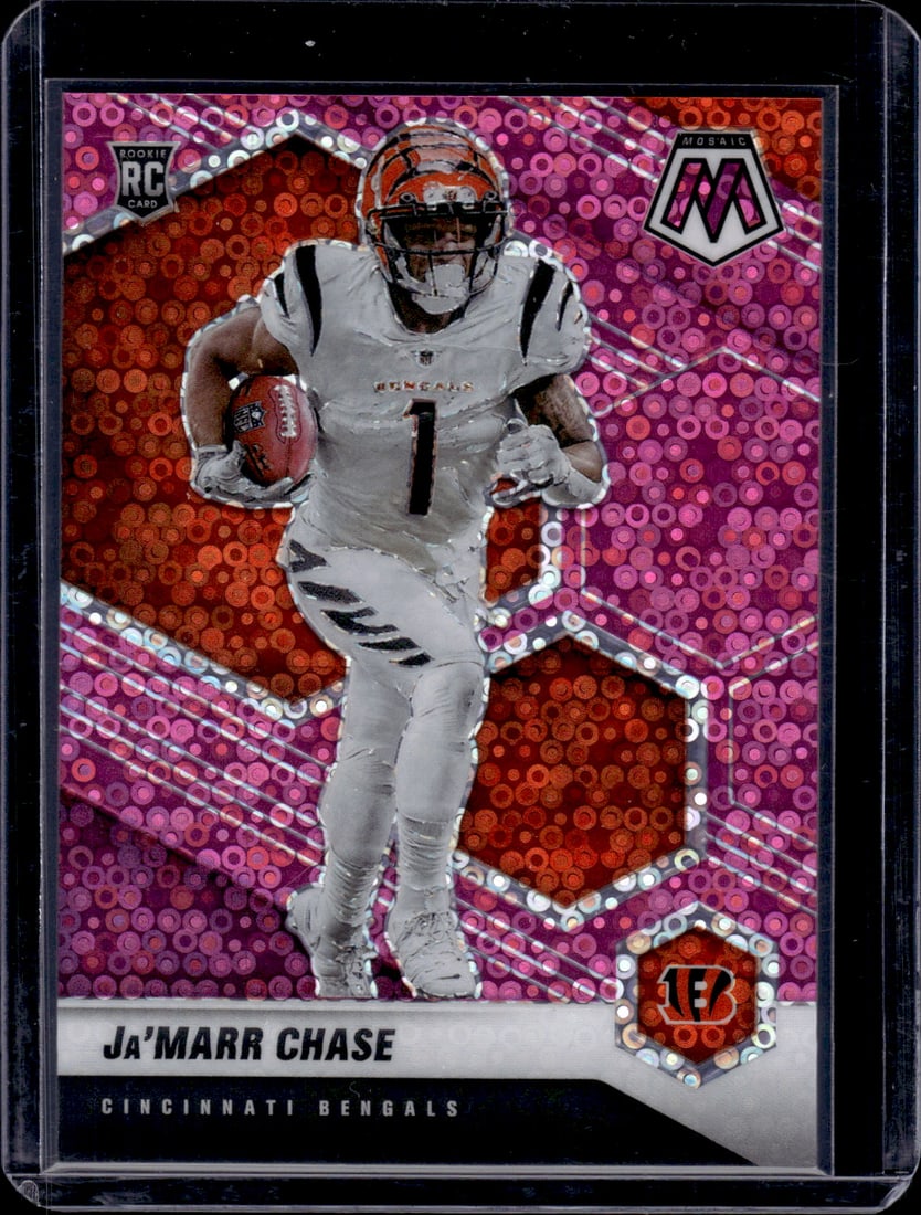 Ja'Marr Chase Pink No Huddle Prizm RC /20 2021 Panini Mosaic #307 Football Card: Ja'Marr Chase Pink No Huddle Prizm RC /20 2021 Panini Mosaic #307 Football Card