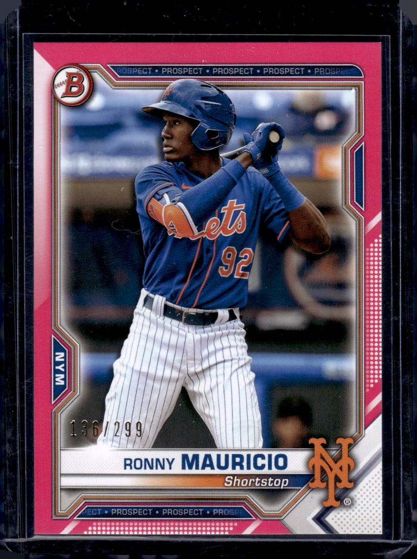 Ronny Mauricio Pink Prosepcts /299 2021 Bowman #BP-23 Baseball Card: Ronny Mauricio Pink Prosepcts /299 2021 Bowman #BP-23
