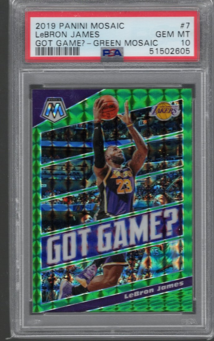 LeBron James Got Game Green Mosaic Prizm 2019-20 Panini Mosaic #7 PSA 10 GEM MINT Basketball Card (1 of 2)