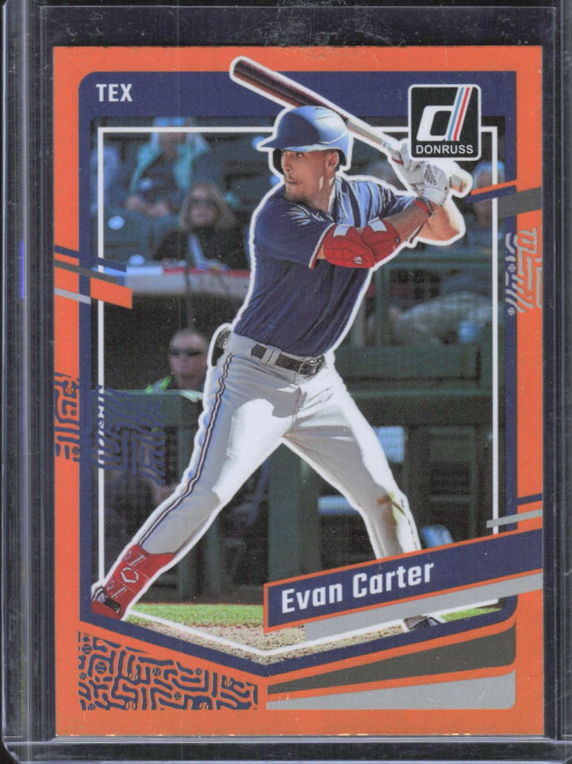 Evan Carter Holo Orange 2023 Donruss #148 Baseball Sports Card: Evan Carter Holo Orange 2023 Donruss #148