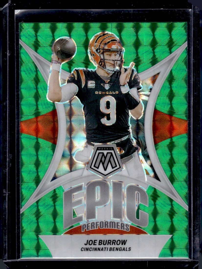 Joe Burrow Epic Performers Green Mosaic Prizm 2024 Panini Mosaic #EP-JB Football Card: Joe Burrow Epic Performers Green Mosaic Prizm 2024 Panini Mosaic #EP-JB