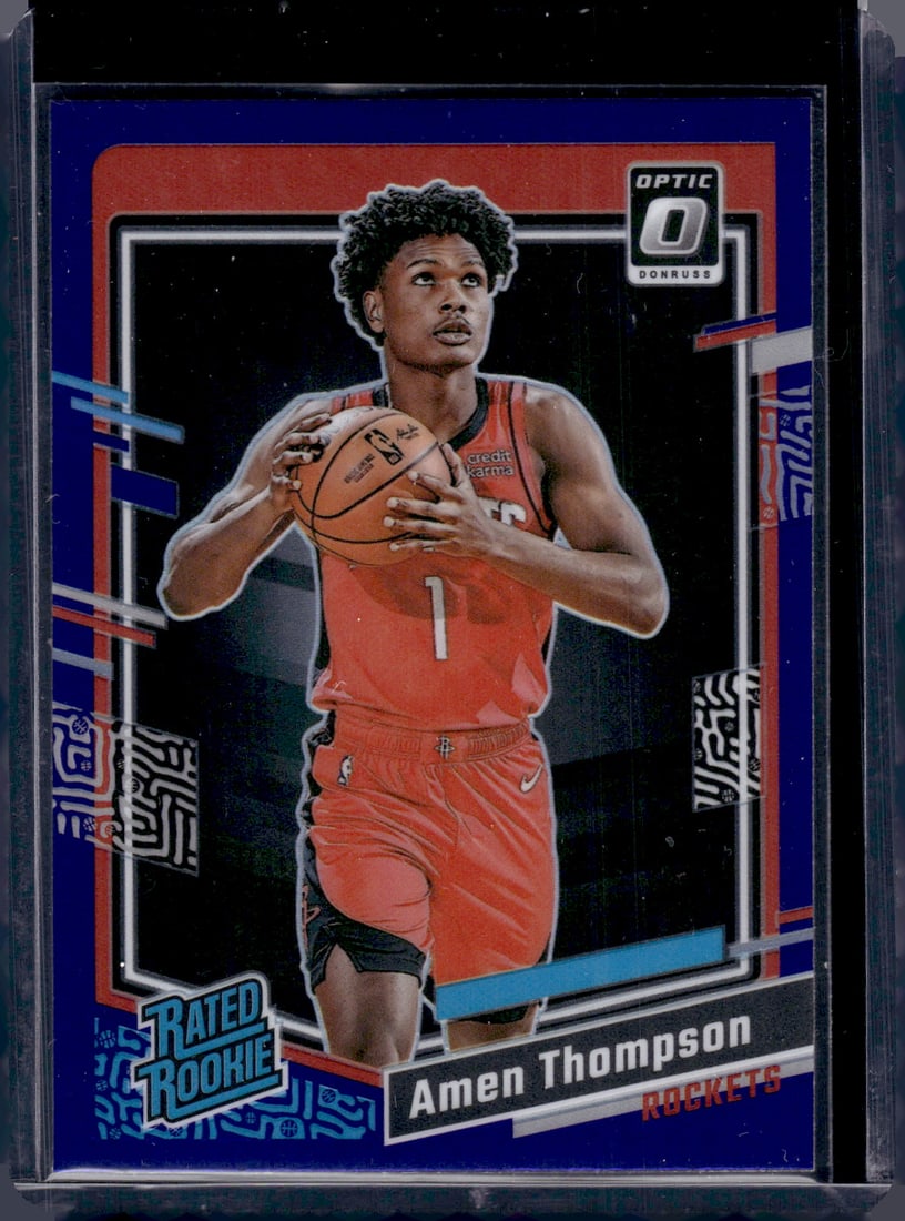 Amen Thompson Purple Prizm RC 2023-24 Donruss Optic #229 Basketball Card: Amen Thompson Purple Prizm RC 2023-24 Donruss Optic #229 Basketball Card