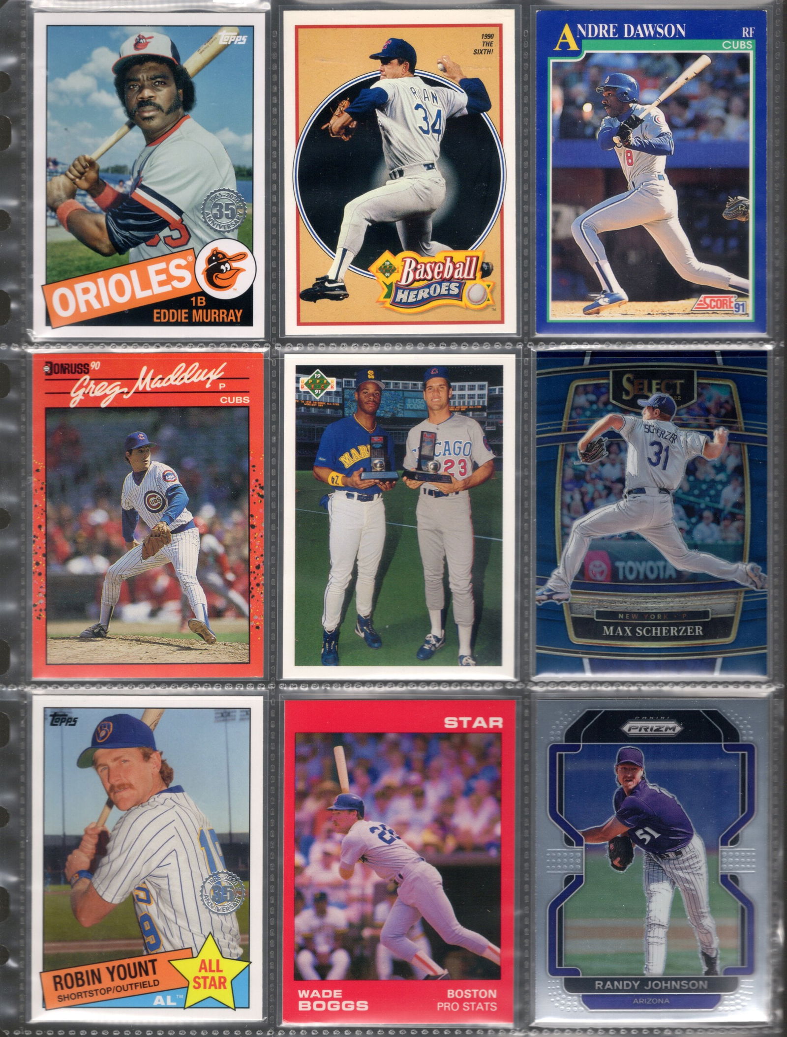 9 Vintage & Modern Baseball Cards: Eddie Murray, Robin Yount, Ken Griffey, Jr/Ryne Sandberg (1 of 2)