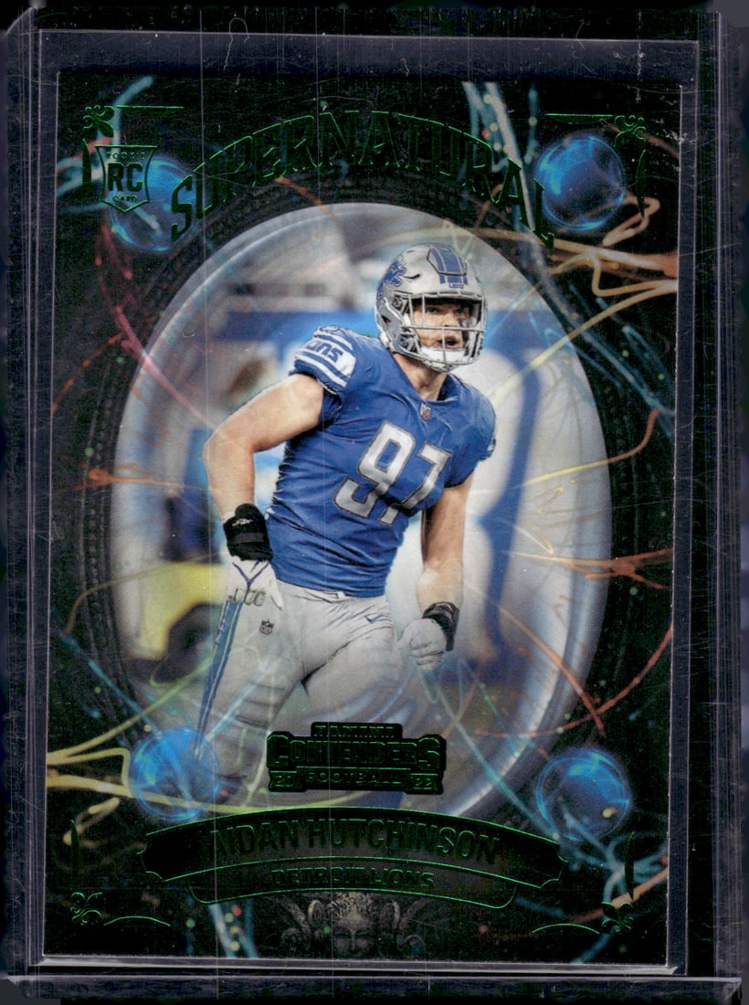 Aidan Hutchinson Supernatural Emerald RC 2022 Panini Contenders #SN-AHU: Aidan Hutchinson Supernatural Emerald RC 2022 Panini Contenders #SN-AHU