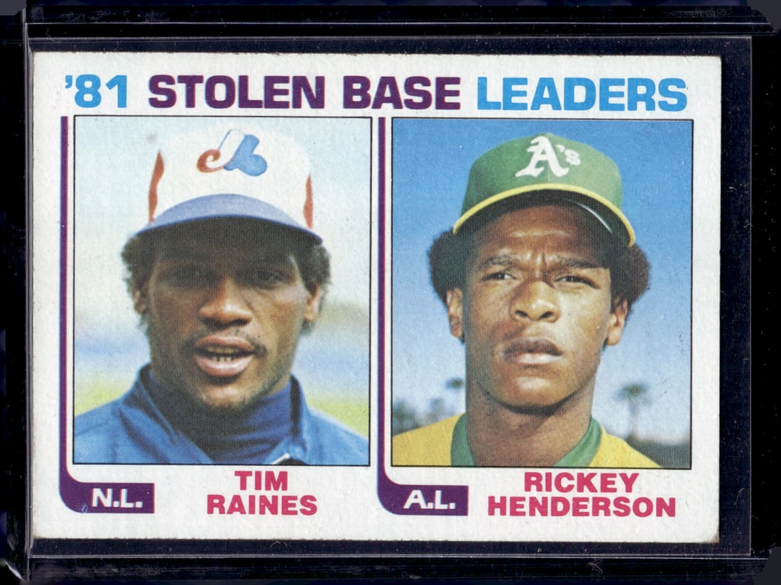 Rickey Henderson & Tim Raines '81 SB Leaders 1982 Topps #164: Rickey Henderson & Tim Raines '81 SB Leaders 1982 Topps #164