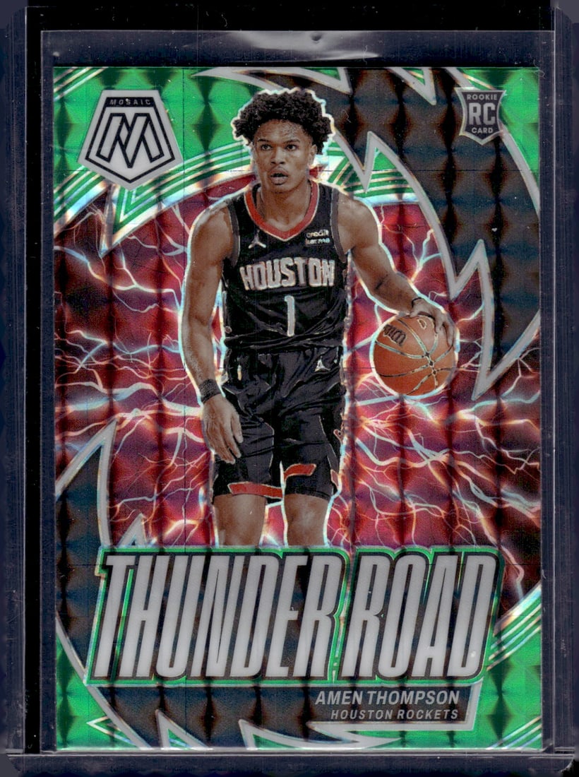 Amen Thompson Thunder Road Green Mosaic Prizm RC 2023-24 Panini Mosaic #12: Amen Thompson Thunder Road Green Mosaic Prizm RC 2023-24 Panini Mosaic #12