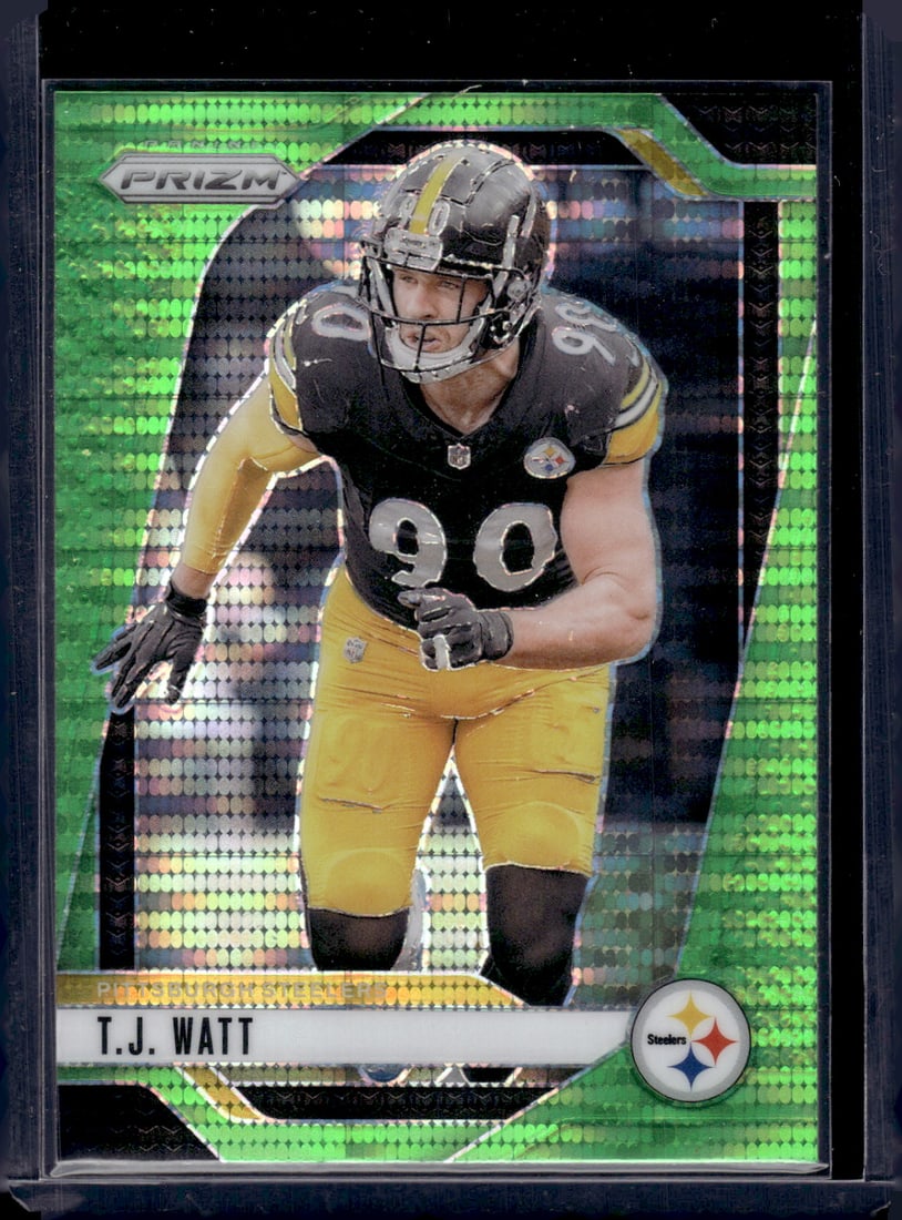 Tj Watt Neon Green Pulsar Prizm 2024 Panini Prizm #245: Tj Watt Neon Green Pulsar Prizm 2024 Panini Prizm #245
