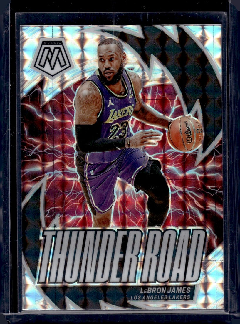LeBron James Thunder Road Silver Mosaic Prizm 2023-24 Panini Mosaic #9 Basketball Card (1 of 2)