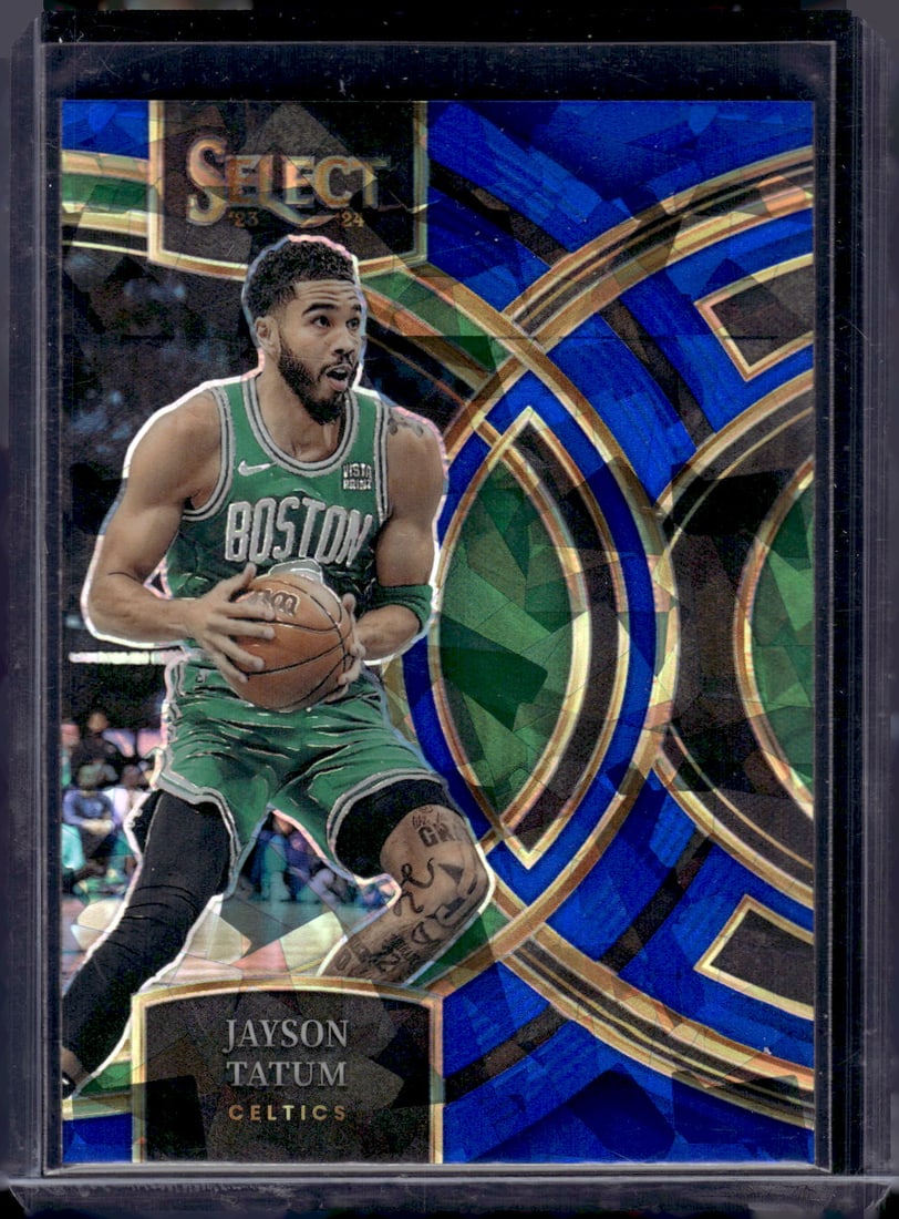 Jayson Tatum Blue Cracked Ice 2023-24 Panini Select #156 Basketball Card (1 of 2)