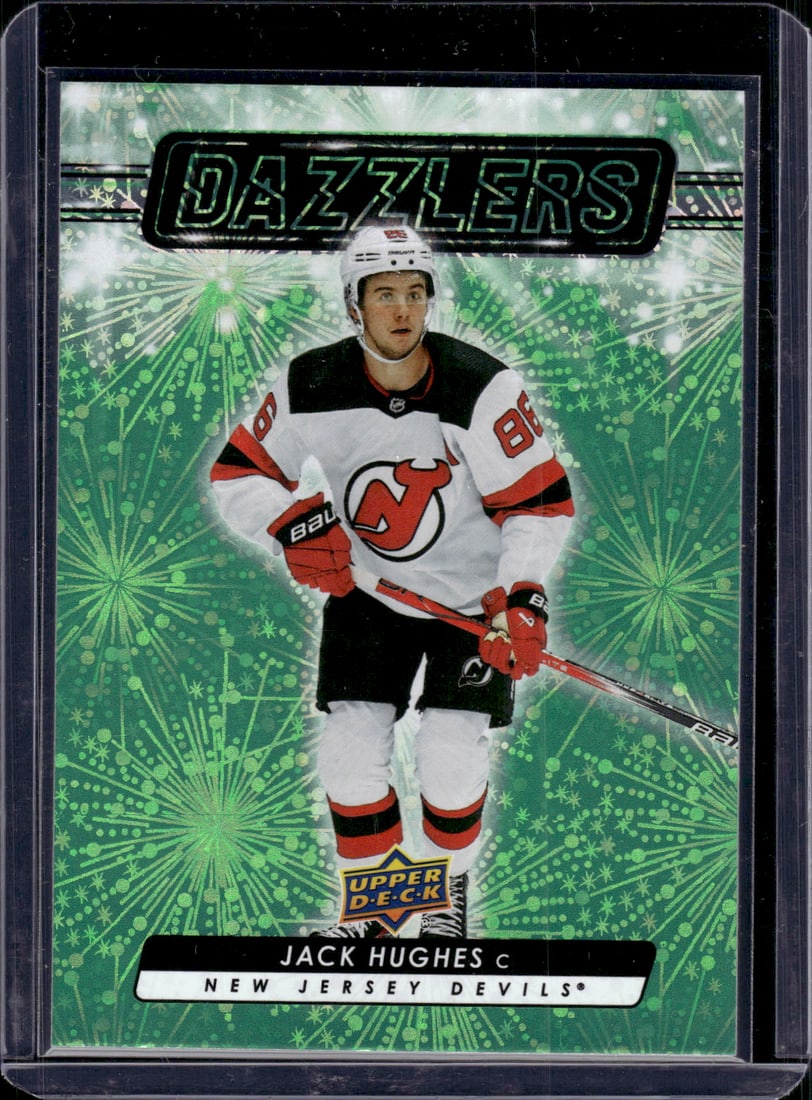 Jack Hughes Green Dazzlers 2023-24 Upper Deck Extended Series #DZ-137 Hockey Card (1 of 2)