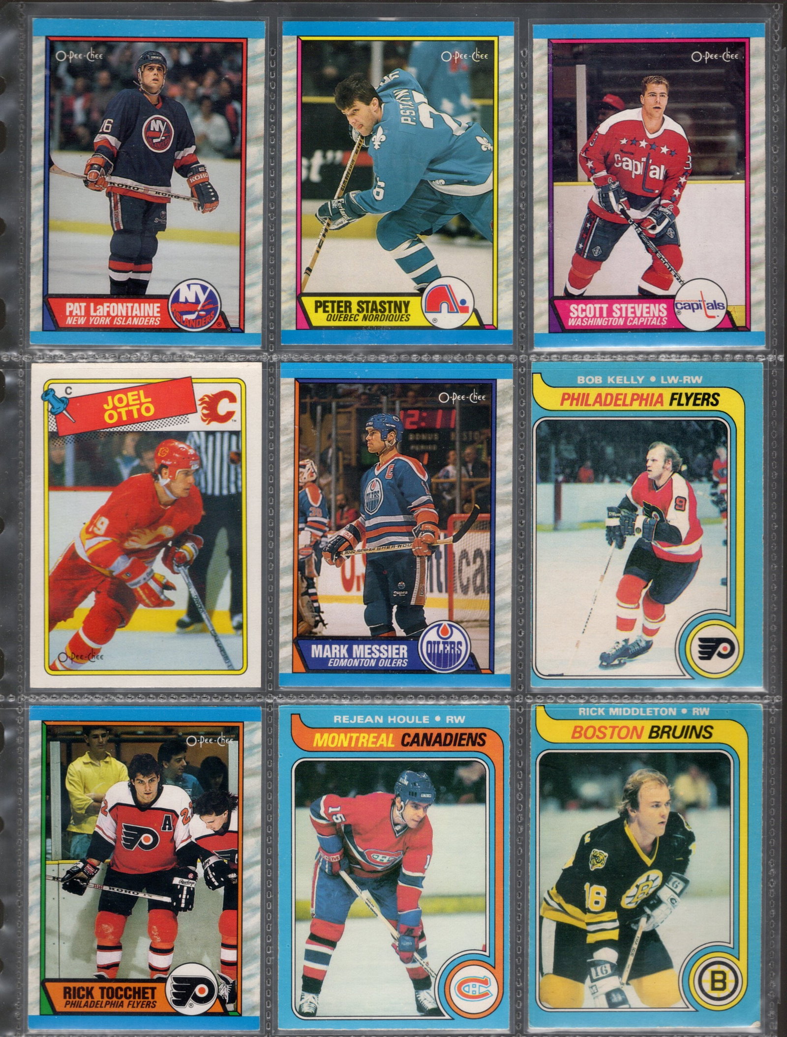 9 Vintage Hockey Cards: Mark Messier, Rick Tocchet, Pat LaFontaine, Peter Stastny, Bob Kelly: 9 Vintage Hockey Cards: Mark Messier, Rick Tocchet, Pat LaFontaine, Peter Stastny, Bob Kelly