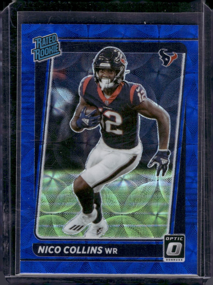 Nico Collins Blue Scope Prizm RC 2021 Donruss Optic #230 Football Card (1 of 2)