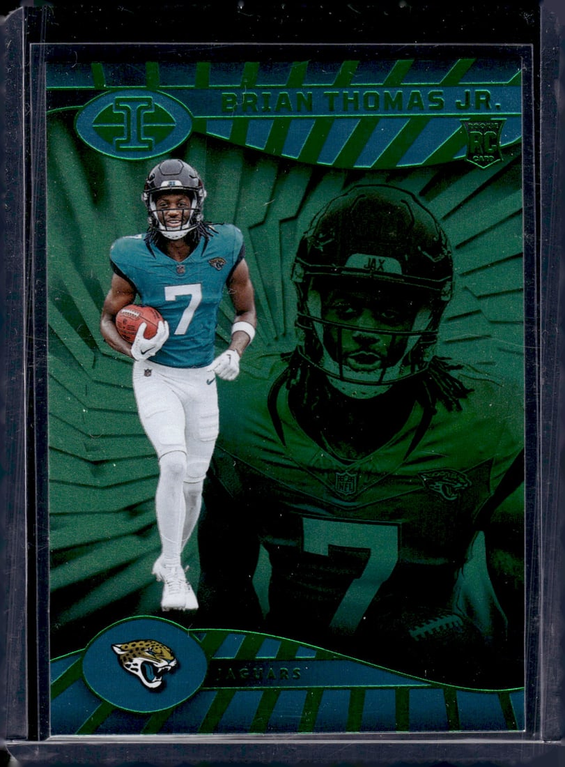 Brian Thomas Jr. Emerald Trophy Collection RC 2024 Panini Illusions #41: Brian Thomas Jr. Emerald Trophy Collection RC 2024 Panini Illusions #41