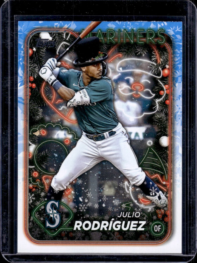Julio Rodriguez Top Hat Variation 2024 Topps Holiday #H153: Julio Rodriguez Top Hat Variation 2024 Topps Holiday #H153