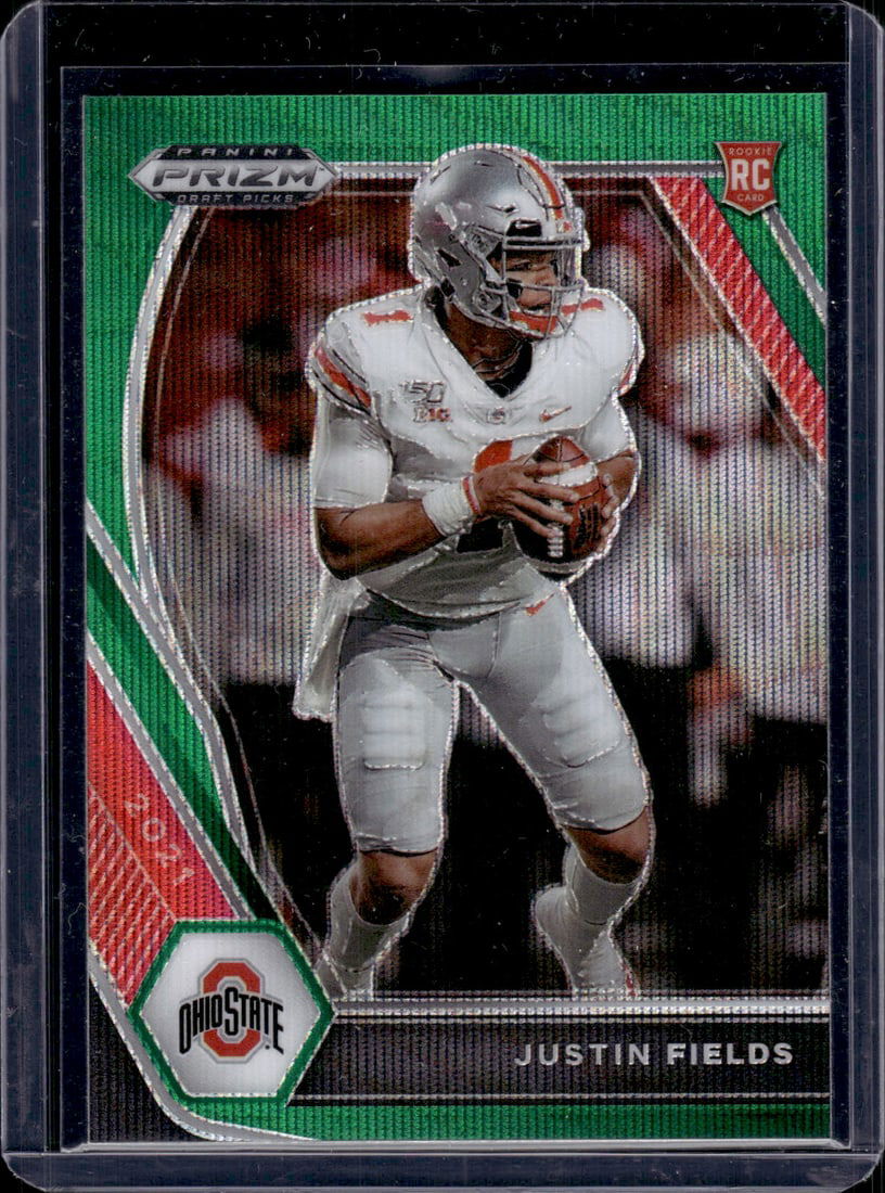 Justin Fields Green Wave Prizm RC 2021 Panini Prizm Draft Picks #121 (1 of 2)