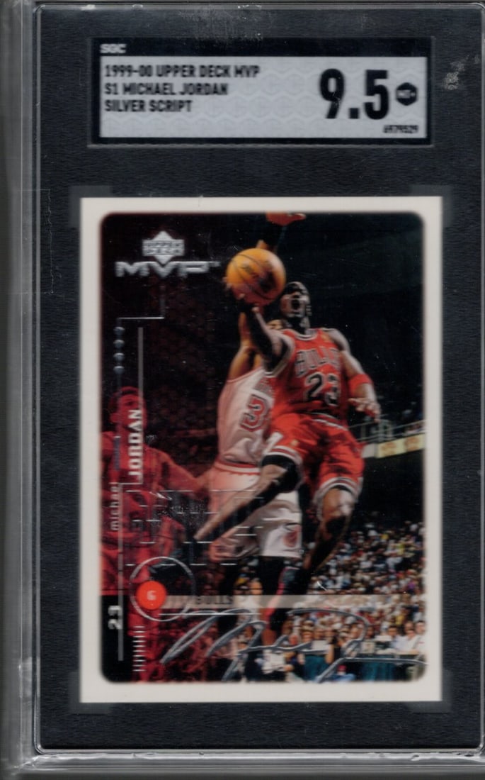 Michael Jordan Silver Script 1999-00 Upper Deck MVP #S1 SGC 9.5 Sports Card (1 of 2)