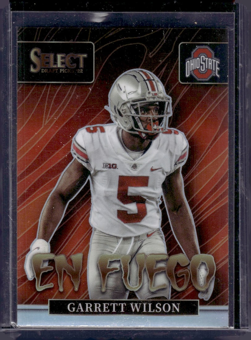 Garrett Wilson En Fuego Silver Prizm RC 2022 Panini Select Draft Picks #EN-GW (1 of 2)