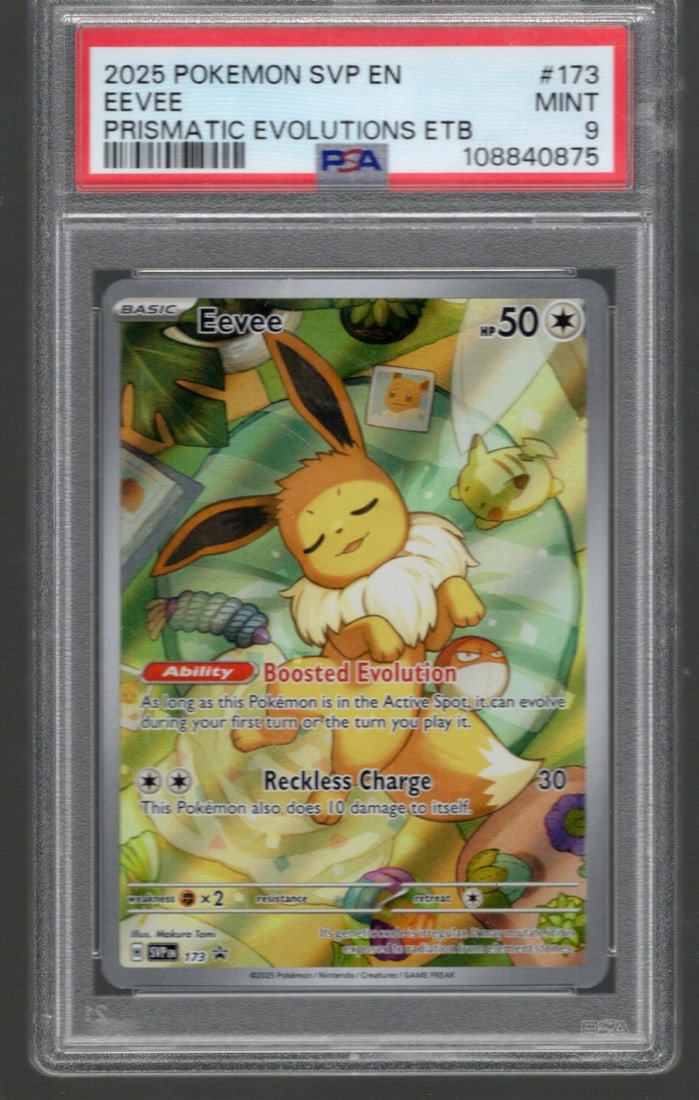 2025 Pokemon SVP EN Prismatic Evolutions ETB Eevee #173 PSA 9 (1 of 2)