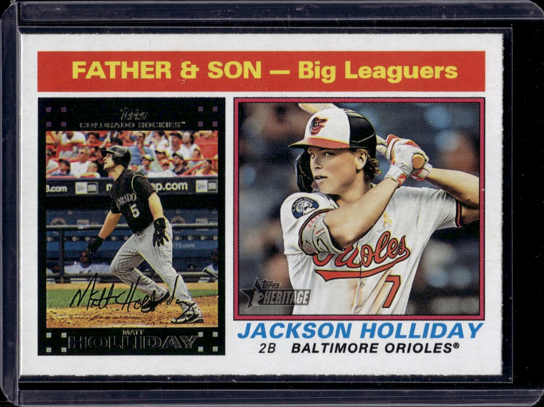 Father & Son Big Leaguers Jackson Holliday 2025 Topps Heritage #66: Father & Son Big Leaguers Jackson Holliday 2025 Topps Heritage #66
