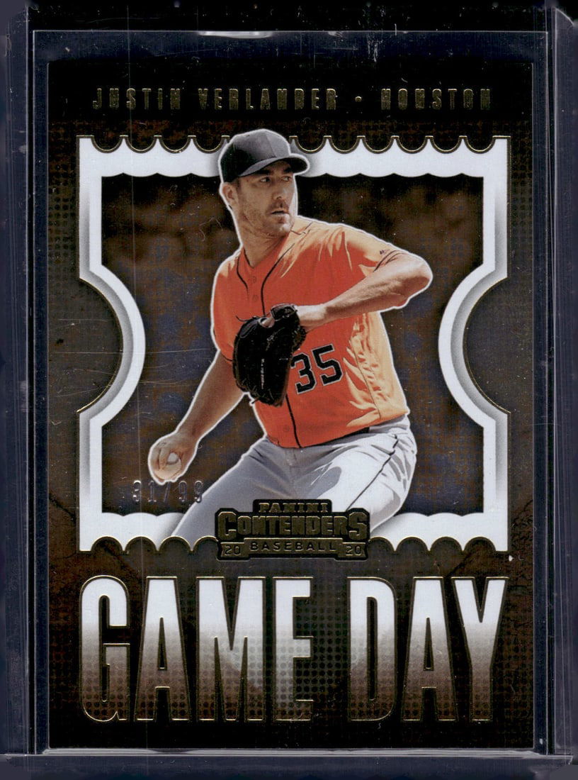 Justin Verlander Game Day Gold /99 2020 Panini Contenders #GD-6, Baseball Cards, Sports Cards (1 of 2)