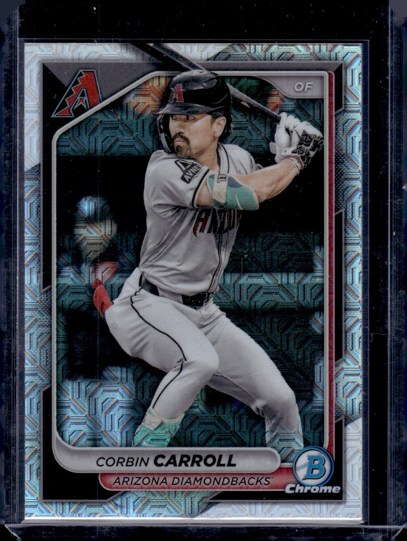 Corbin Carroll Mojo Refractor 2024 Bowman Chrome #3, MLB rookie of the Year, Arizona Diamondbacks (1 of 2)