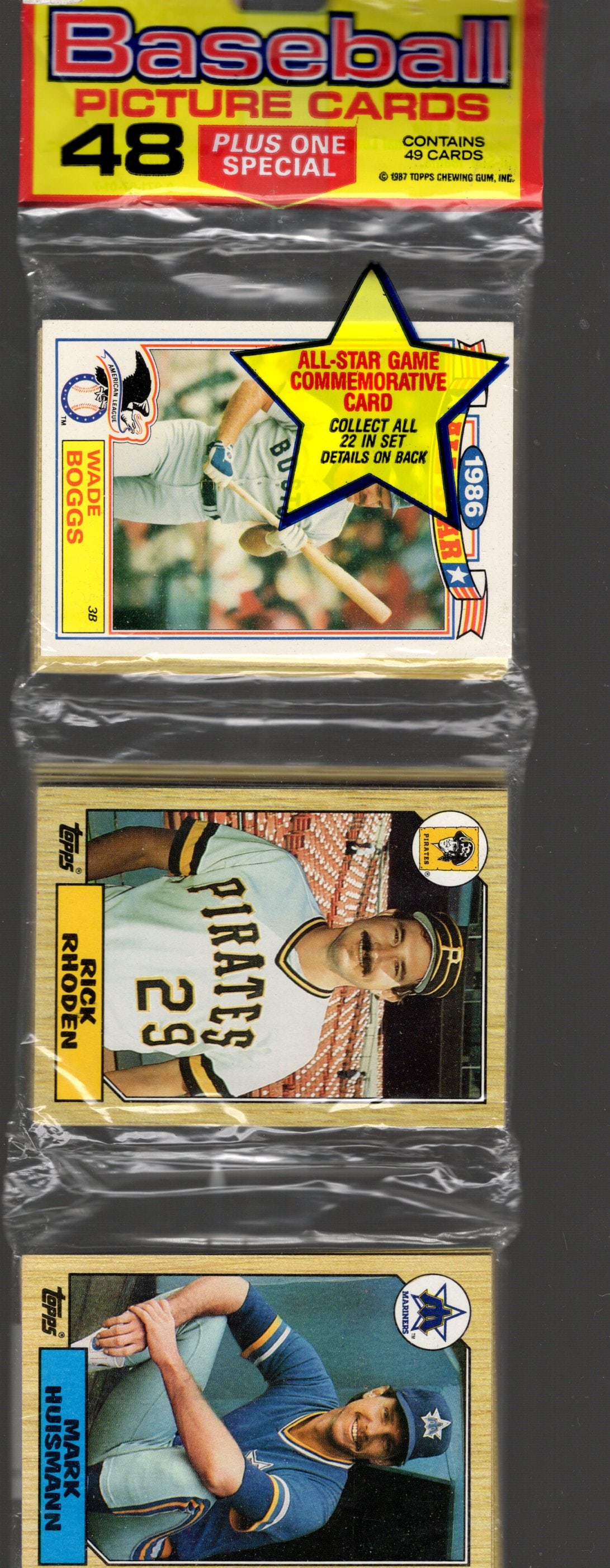 1987 Topps Baseball Cards Hanger Rack Pack - 48 Sports Cards Plus 1 Special Card (1 of 2)