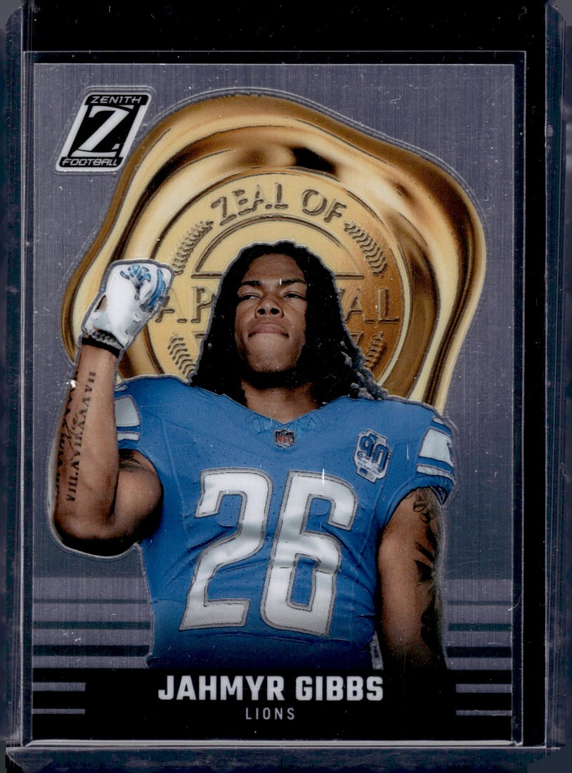 Jahmyr Gibbs Zeal of Approval RC 2023 Panini Zenith #28: Jahmyr Gibbs Zeal of Approval RC 2023 Panini Zenith #28