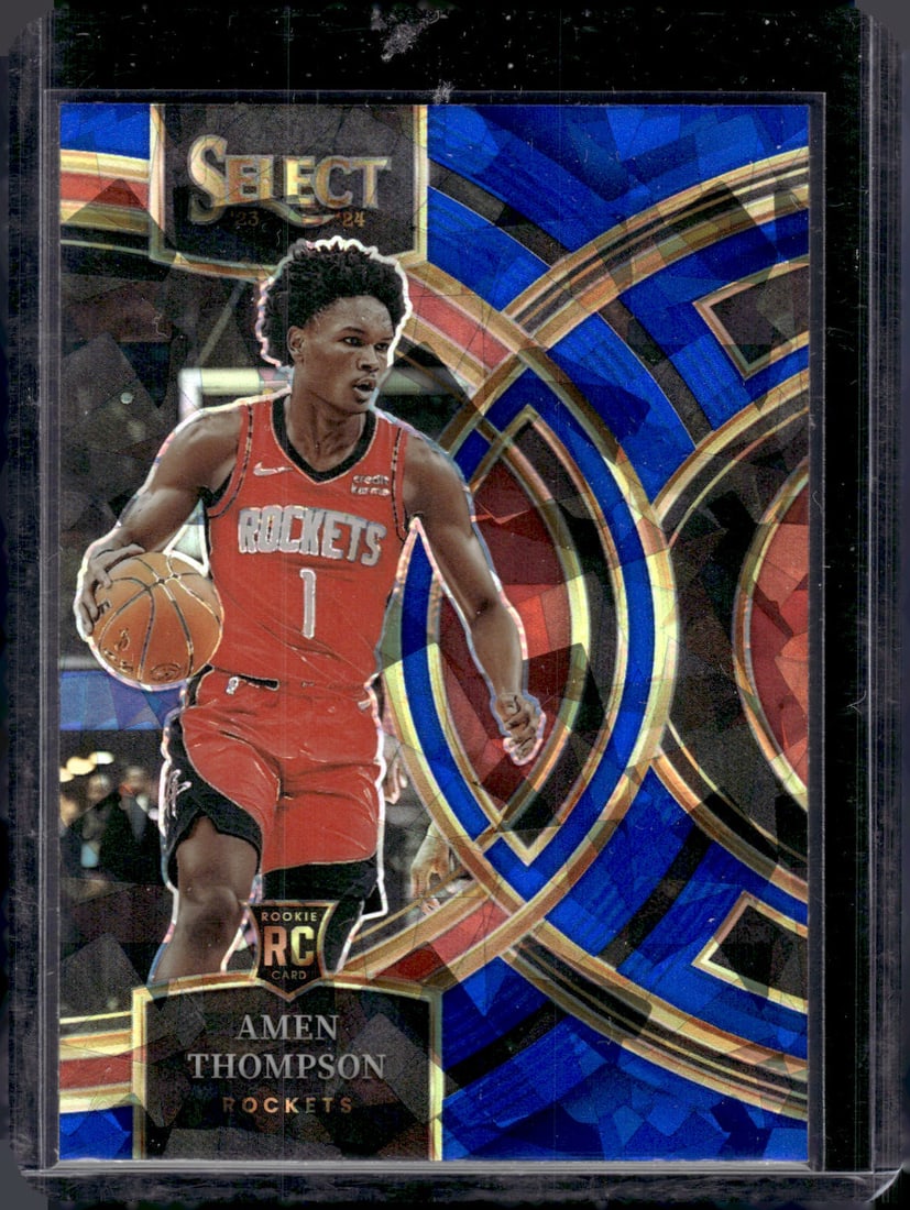 Amen Thompson Blue Cracked Ice RC 2023-24 Panini Select #122 Sports Card (1 of 2)