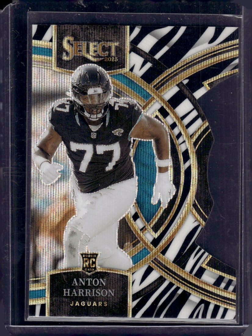 Anton Harrison Zebra Prizm Die Cut RC SSP Case Hit 2023 Panini Select #101 Football Card (1 of 2)