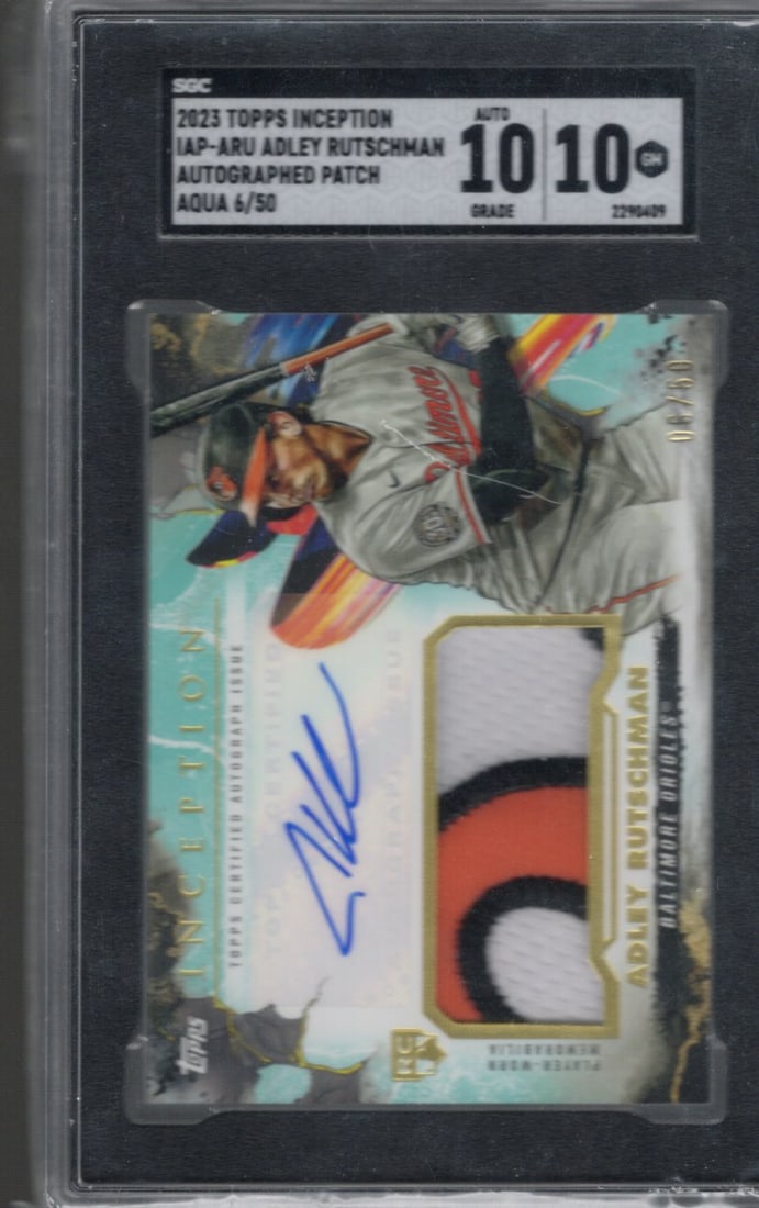 Adley Rutschman Aqua Rookie Patch Auto /50 2023 Topps Inception #IAP-ARU SGC 10 AUTO 10 (1 of 2)