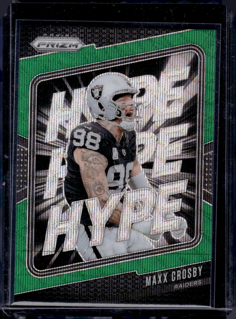 Maxx Crosby Hype Green Wave Prizm 2024 Panini Prizm #9 Sports Cards, Football Cards (1 of 2)