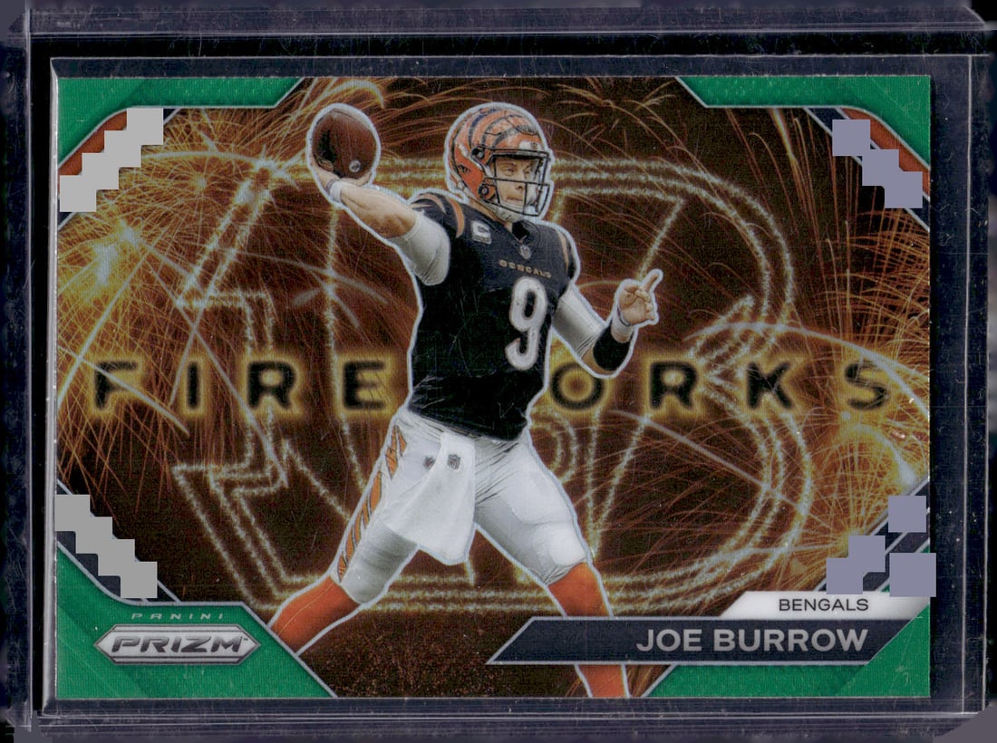 Joe Burrow Fireworks Green Prizm 2023 Panini Prizm #F-8: Joe Burrow Fireworks Green Prizm 2023 Panini Prizm #F-8