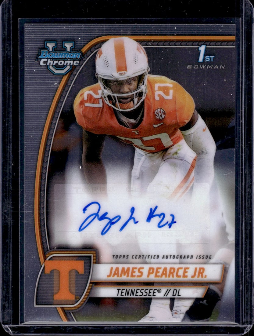 James Pearce Jr. 1st Bowman Auto 2024 Bowman U Chrome #PA-JPE Football Card (1 of 2)