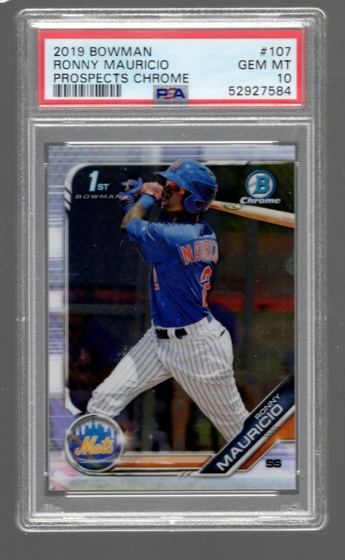 Ronny Mauricio 1st Bowman Chrome 2019 Bowman Chrome #107 PSA 10 Baseball Card (1 of 2)