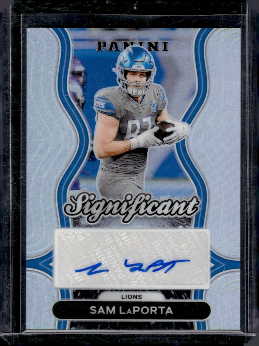 Sam LaPorta Silver Prizm Auto 2024 Panini Prizm #SS-SLA Football Card (1 of 2)