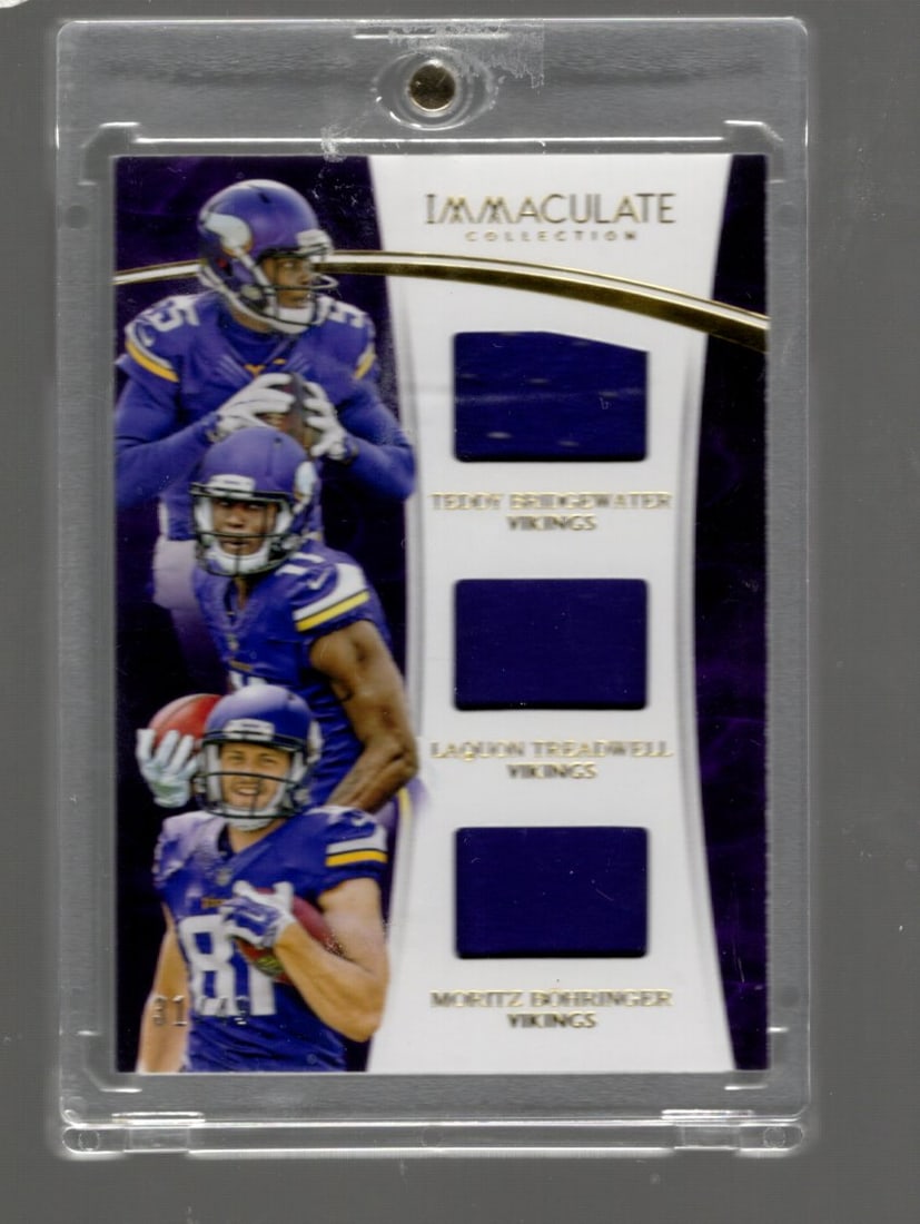 Vikings Teddy Bridgewater Triple Patch /49 2016 Panini Immaculate #BTB Sports Cards (1 of 2)