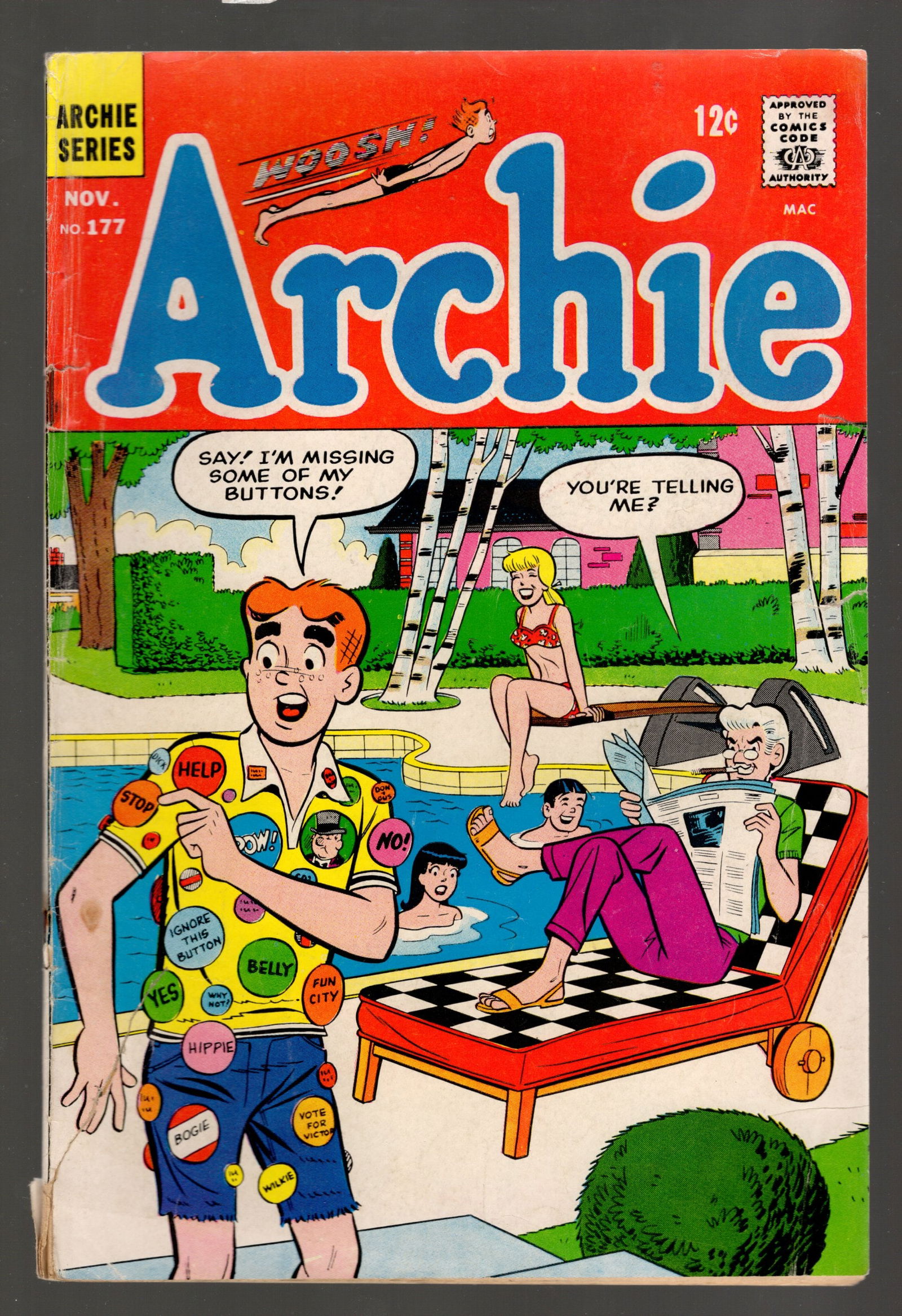 Silver Age Vintage Comic Book Archie November 1967 Issue No 177 (1 of 2)