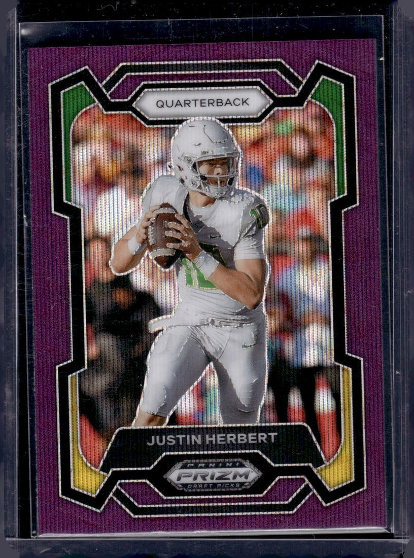 Justin Herbert Purple Wave Prizm 2024 Panini Prizm Draft Picks #69 (1 of 2)