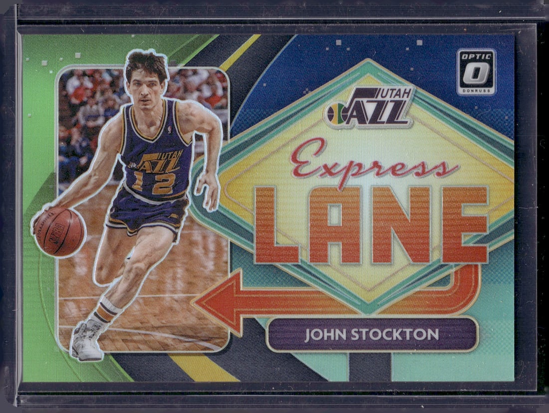 John Stockton Express Lane Lime Green Prizm /149 2020-21 Donruss Optic #2 (1 of 2)