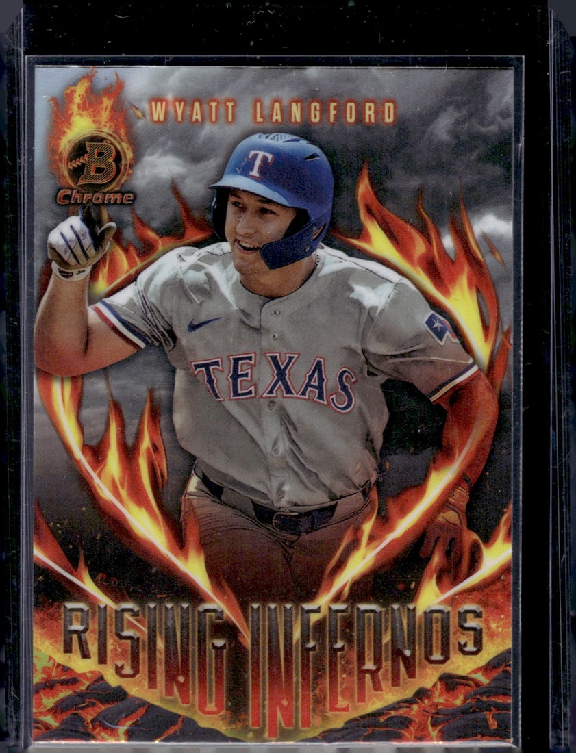 Wyatt Langford Rising Infernos Refractor 2024 Bowman Chrome #RI-13: Wyatt Langford Rising Infernos Refractor 2024 Bowman Chrome #RI-13