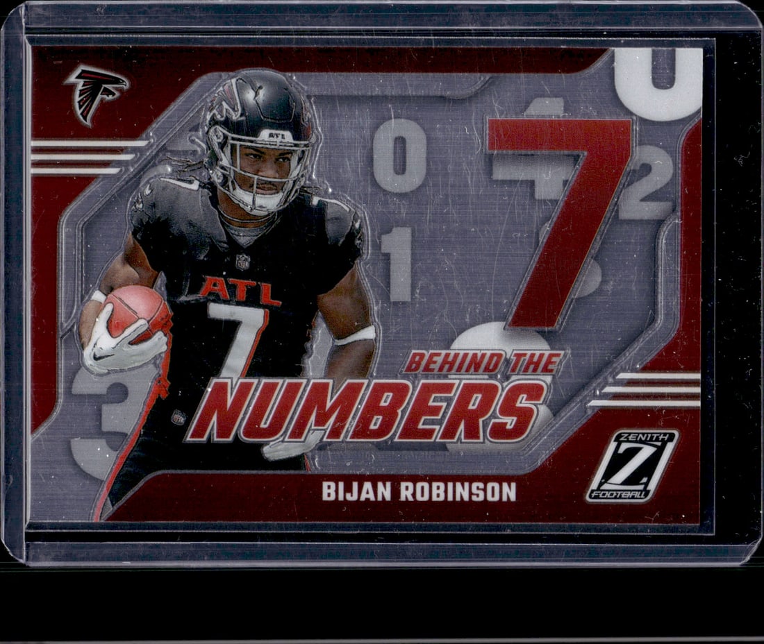 Bijan Robinson Behind the Numbers RC 2023 Panini Zenith #3: Sports Cards, NFL Trading Cards, Football Cards, Panini Cards, Panini Football Cards, Rookie Cards,Panini Cards, Sports Cards for Sale Near Me, Rookie Card