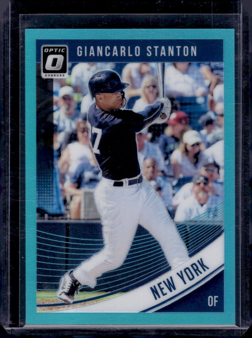 Giancarlo Stanton Aqua Prizm /299 2018 Donruss Optic #109 Baseball Card (1 of 2)