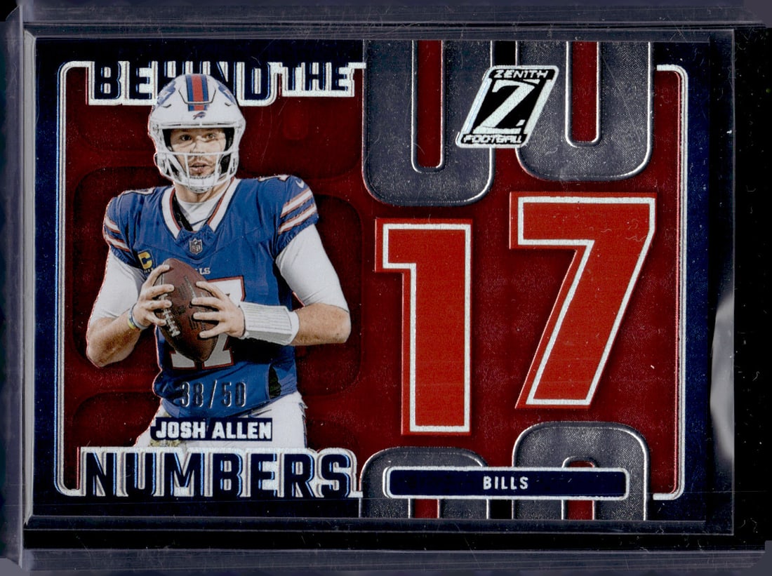 Josh Allen Behind the Numbers Red /50 2024 Panini Zenith #14 Sports Card: Sports Cards, NFL Trading Cards, Football Cards, Panini Cards, Panini Football Cards,Panini Cards, Sports Cards for Sale Near Me