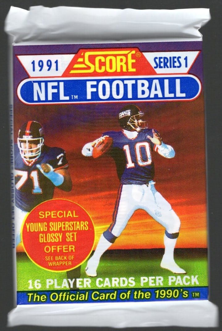 1991 Score Series 1 Vintage Football Card Retail Box Pack Sports Cards Brett Favre Rookie Card (1 of 1)